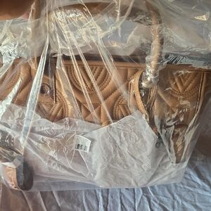 Valentino Orlandi Tan Quilted Handbag With Coin Purse & Guitar Strap Included